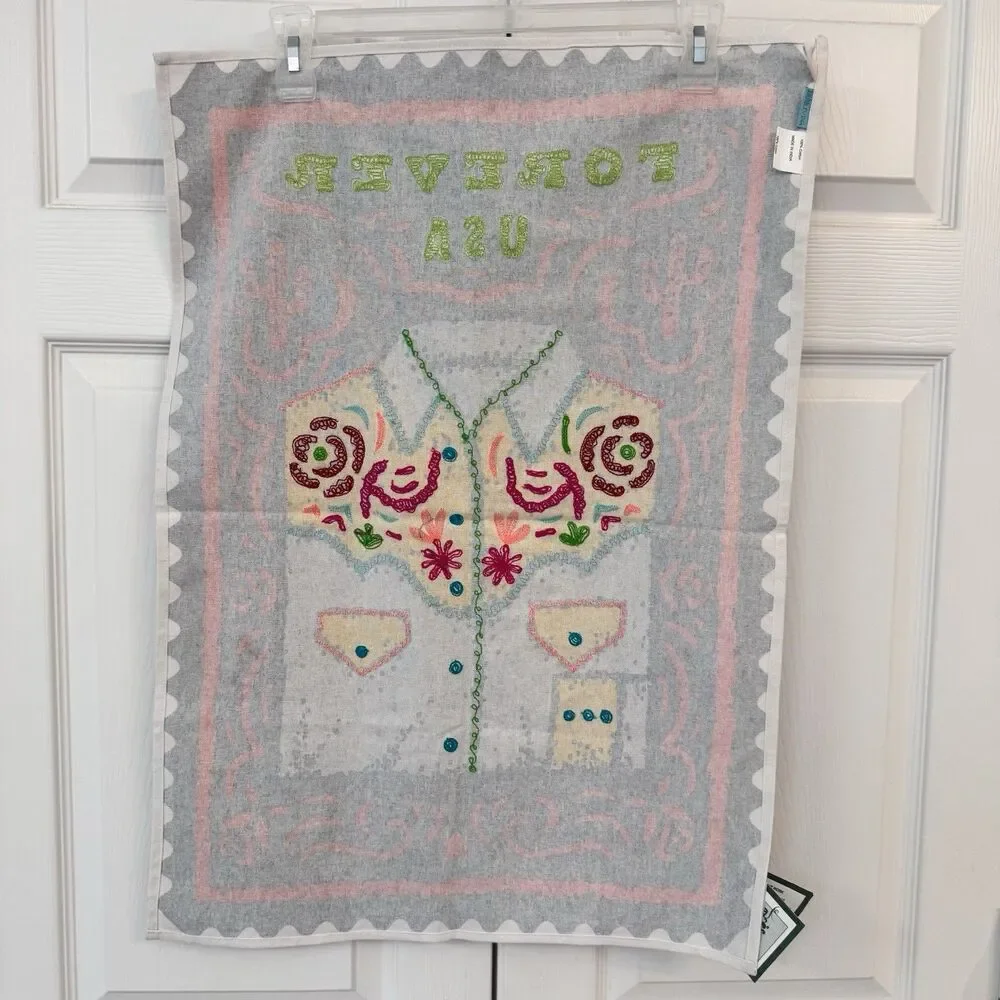 Karma Living Western Rodeo Tea Towel Cowboy Shirt Forever USA Cotton Decor